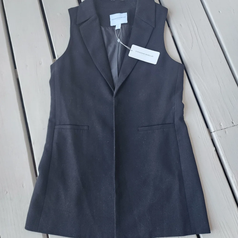 NWT M VEST Black Openfront long vest - Picture 12 of 16